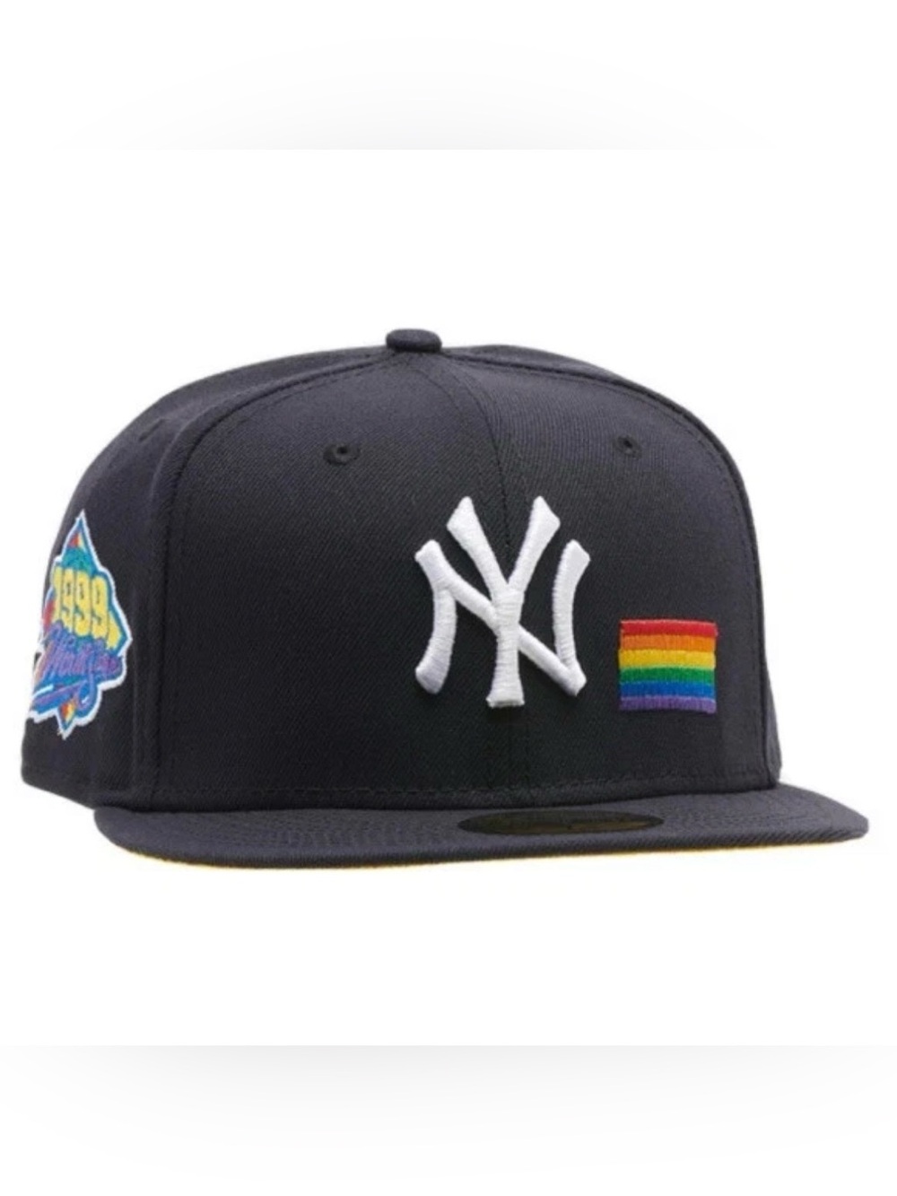 New York Yankees New Era 59FIFTY Pride LGBTQ Fitted Navy Blue Hat Size 7 1/2 NWT